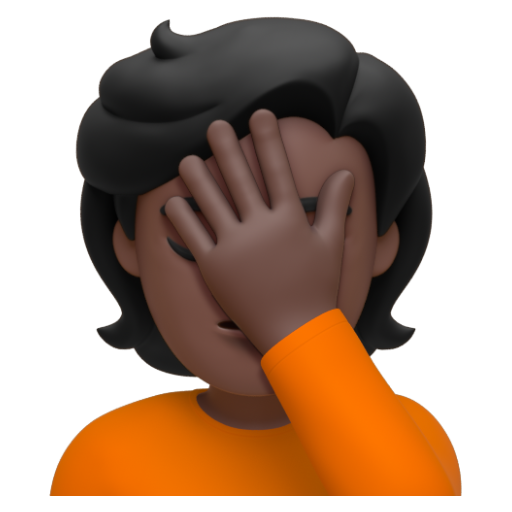 Emoji Người lấy tay che mặt: màu da tối 🤦🏿 dạng 3D