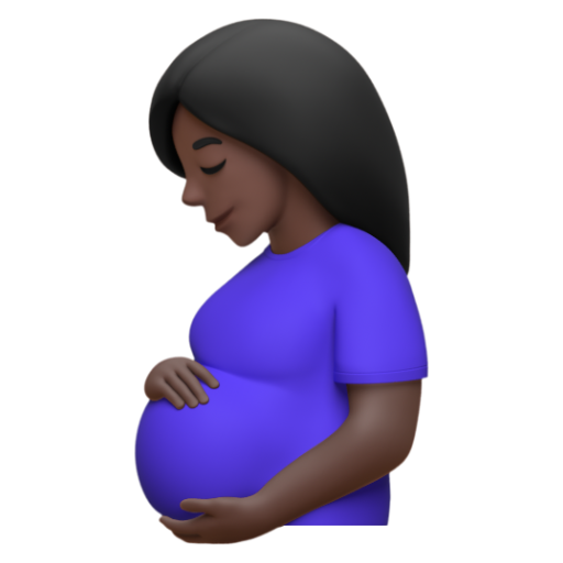 Emoji Người phụ nữ có thai: màu da tối 🤰🏿 dạng 3D