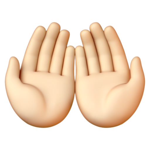 Emoji Hai bàn tay chạm vào nhau: màu da sáng 🤲🏻 dạng 3D
