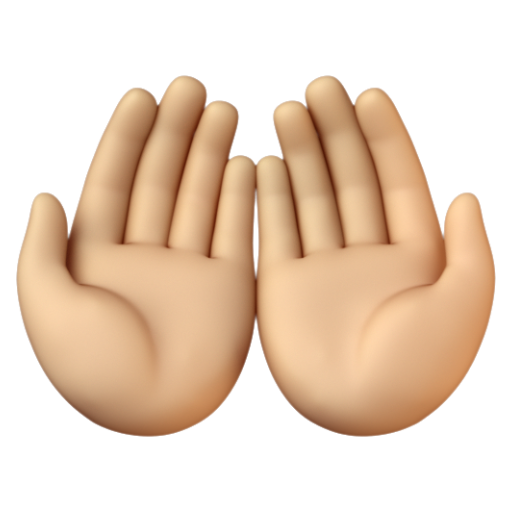 Emoji Hai bàn tay chạm vào nhau: màu da sáng trung bình 🤲🏼 dạng 3D