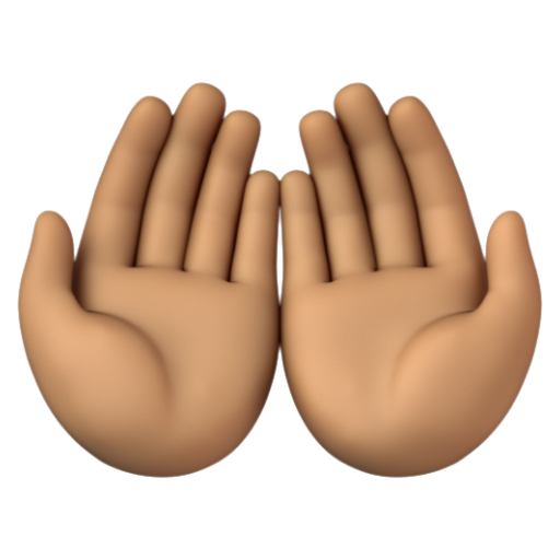 Emoji Hai bàn tay chạm vào nhau: màu da trung bình 🤲🏽 dạng 3D