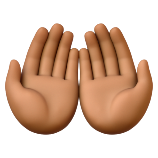 Emoji Hai bàn tay chạm vào nhau: màu da tối trung bình 🤲🏾 dạng 3D