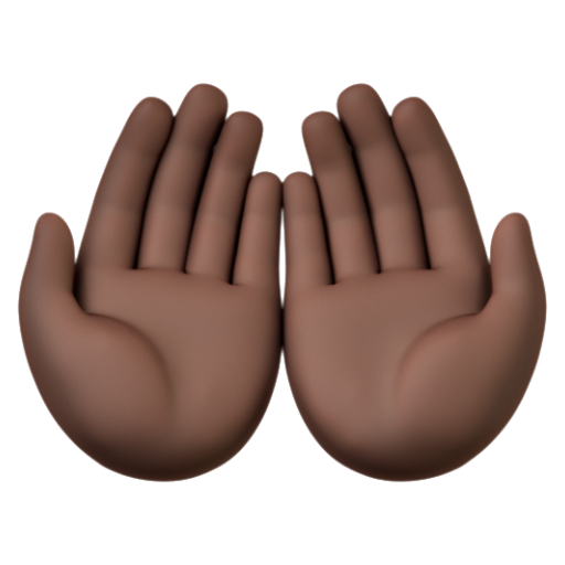 Emoji Hai bàn tay chạm vào nhau: màu da tối 🤲🏿 dạng 3D