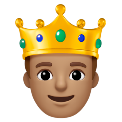 Emoji Hoàng tử: màu da trung bình 🤴🏽 dạng 3D