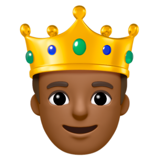 Emoji Hoàng tử: màu da tối trung bình 🤴🏾 dạng 3D