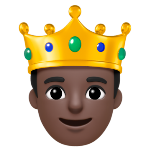 Emoji Hoàng tử: màu da tối 🤴🏿 dạng 3D