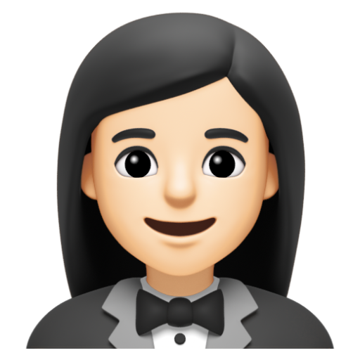 Emoji Người phụ nữ mặc bộ vest: màu da sáng 🤵🏻‍♀ dạng 3D