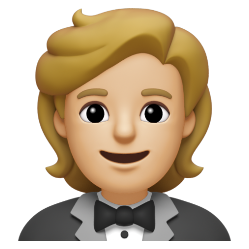 Emoji Người mặc bộ vest: màu da sáng trung bình 🤵🏼 dạng 3D