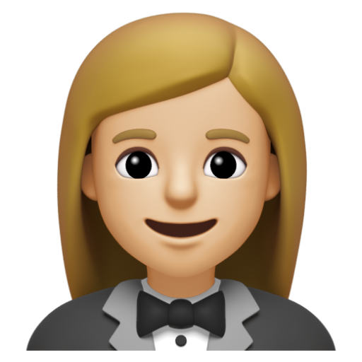 Emoji Người phụ nữ mặc bộ vest: màu da sáng trung bình 🤵🏼‍♀ dạng 3D
