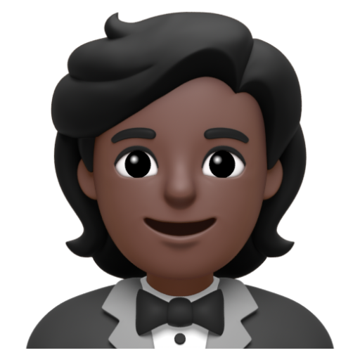Emoji Người mặc bộ vest: màu da tối 🤵🏿 dạng 3D