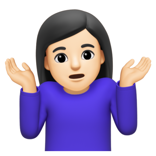 Emoji Người phụ nữ nhún vai: màu da sáng 🤷🏻‍♀ dạng 3D
