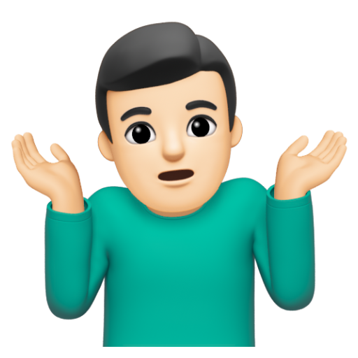 Emoji Người đàn ông nhún vai: màu da sáng 🤷🏻‍♂ dạng 3D