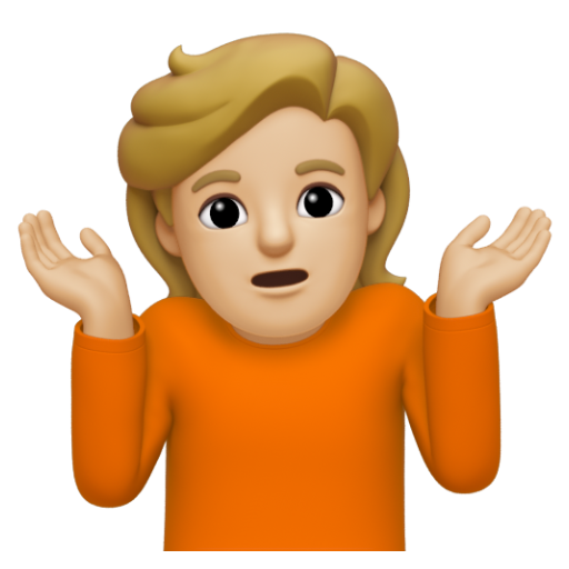 Emoji Người nhún vai: màu da sáng trung bình 🤷🏼 dạng 3D