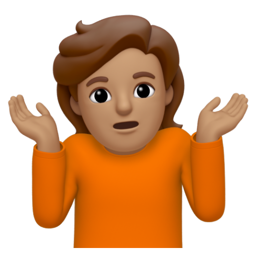 Emoji Người nhún vai: màu da trung bình 🤷🏽 dạng 3D