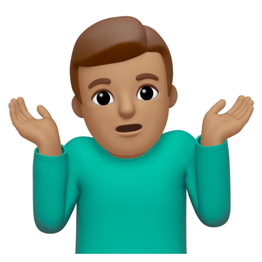 Emoji Người đàn ông nhún vai: màu da trung bình 🤷🏽‍♂ dạng 3D