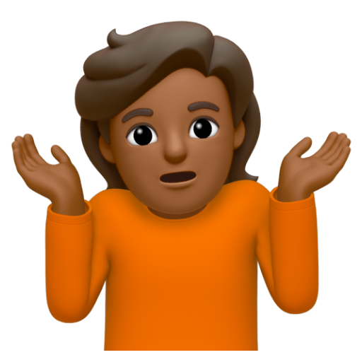 Emoji Người nhún vai: màu da tối trung bình 🤷🏾 dạng 3D
