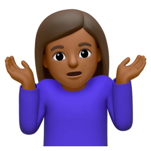 Emoji Người phụ nữ nhún vai: màu da tối trung bình 🤷🏾‍♀ dạng 3D