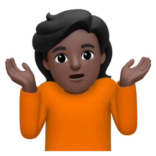 Emoji Người nhún vai: màu da tối 🤷🏿 dạng 3D