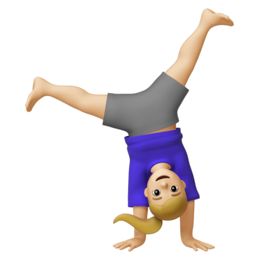 Emoji Người phụ nữ nhào lộn: màu da sáng trung bình 🤸🏼‍♀ dạng 3D