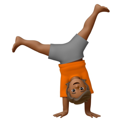 Emoji Người nhào lộn: màu da tối trung bình 🤸🏾 dạng 3D
