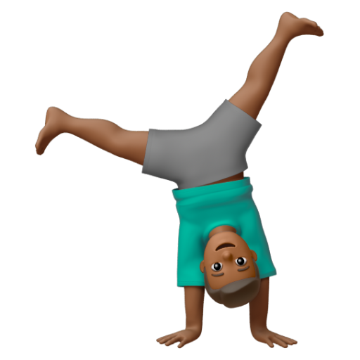 Emoji Người đàn ông nhào lộn: màu da tối trung bình 🤸🏾‍♂ dạng 3D