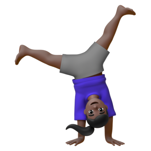 Emoji Người phụ nữ nhào lộn: màu da tối 🤸🏿‍♀ dạng 3D
