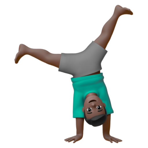 Emoji Người đàn ông nhào lộn: màu da tối 🤸🏿‍♂ dạng 3D