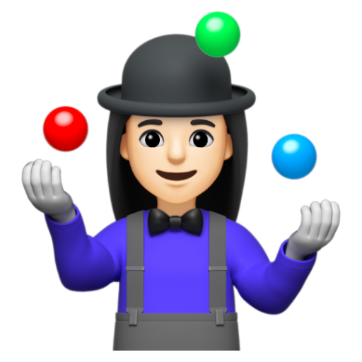 Emoji Người phụ nữ tung hứng: màu da sáng 🤹🏻‍♀ dạng 3D