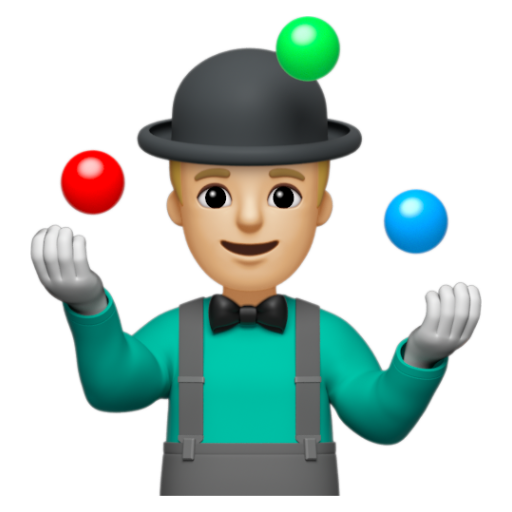 Emoji Người đàn ông tung hứng: màu da sáng trung bình 🤹🏼‍♂ dạng 3D
