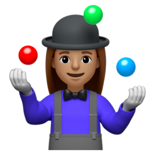 Emoji Người phụ nữ tung hứng: màu da trung bình 🤹🏽‍♀ dạng 3D