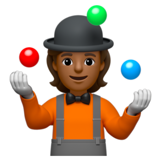 Emoji Người tung hứng: màu da tối trung bình 🤹🏾 dạng 3D