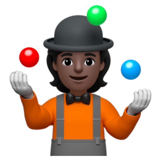 Emoji Người tung hứng: màu da tối 🤹🏿 dạng 3D