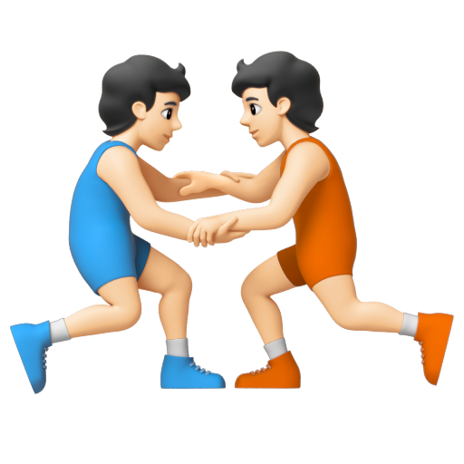 Emoji Người chơi vật: màu da sáng 🤼🏻 dạng 3D