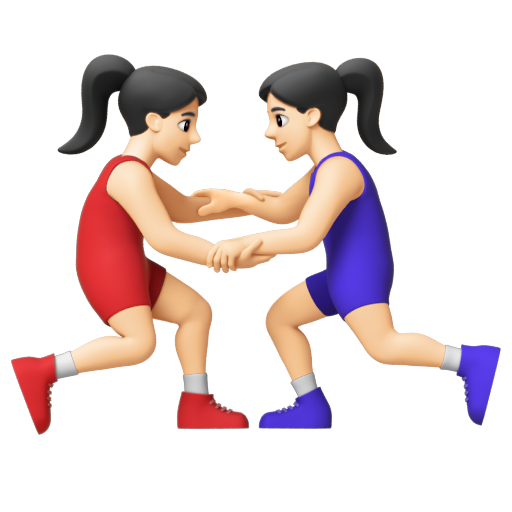 Emoji Những người phụ nữ chơi vật: màu da sáng 🤼🏻‍♀ dạng 3D