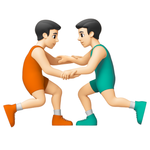 Emoji Những người đàn ông chơi vật: màu da sáng 🤼🏻‍♂ dạng 3D