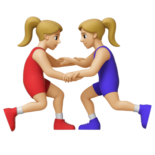 Emoji Những người phụ nữ chơi vật: màu da sáng trung bình 🤼🏼‍♀ dạng 3D