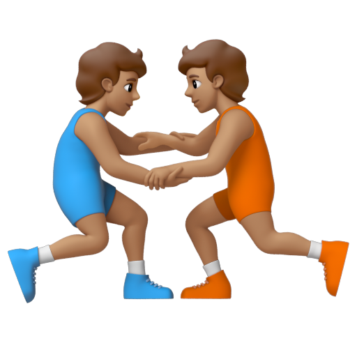 Emoji Người chơi vật: màu da trung bình 🤼🏽 dạng 3D
