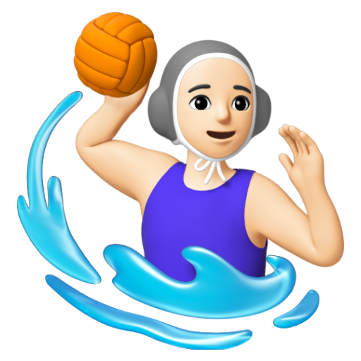 Emoji Người phụ nữ chơi bóng nước: màu da sáng 🤽🏻‍♀ dạng 3D