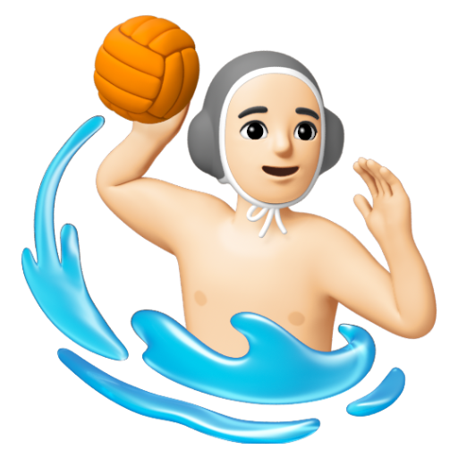 Emoji Người đàn ông chơi bóng nước: màu da sáng 🤽🏻‍♂ dạng 3D