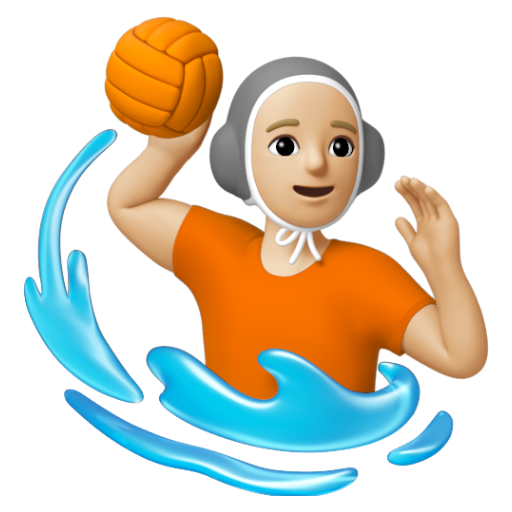 Emoji Người chơi bóng nước: màu da sáng trung bình 🤽🏼 dạng 3D