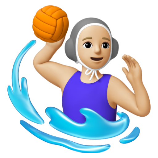 Emoji Người phụ nữ chơi bóng nước: màu da sáng trung bình 🤽🏼‍♀ dạng 3D