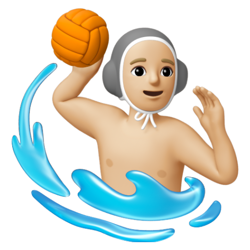 Emoji Người đàn ông chơi bóng nước: màu da sáng trung bình 🤽🏼‍♂ dạng 3D