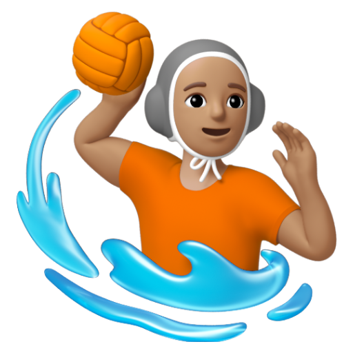 Emoji Người chơi bóng nước: màu da trung bình 🤽🏽 dạng 3D