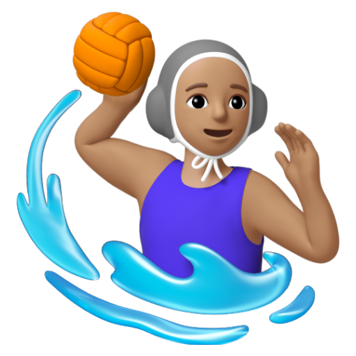 Emoji Người phụ nữ chơi bóng nước: màu da trung bình 🤽🏽‍♀ dạng 3D