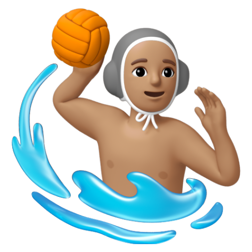 Emoji Người đàn ông chơi bóng nước: màu da trung bình 🤽🏽‍♂ dạng 3D