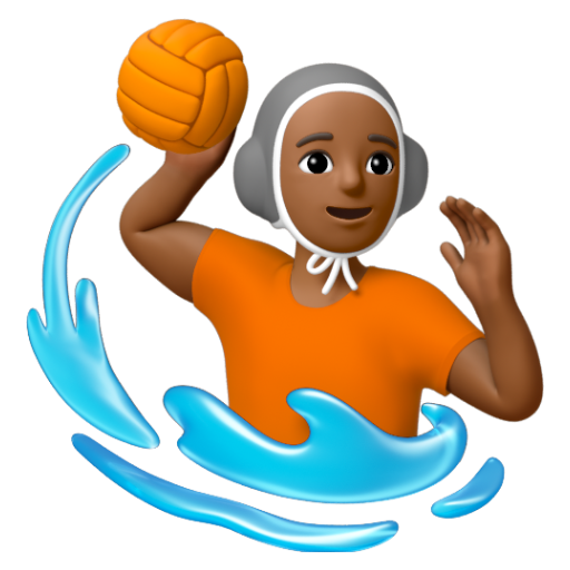 Emoji Người chơi bóng nước: màu da tối trung bình 🤽🏾 dạng 3D