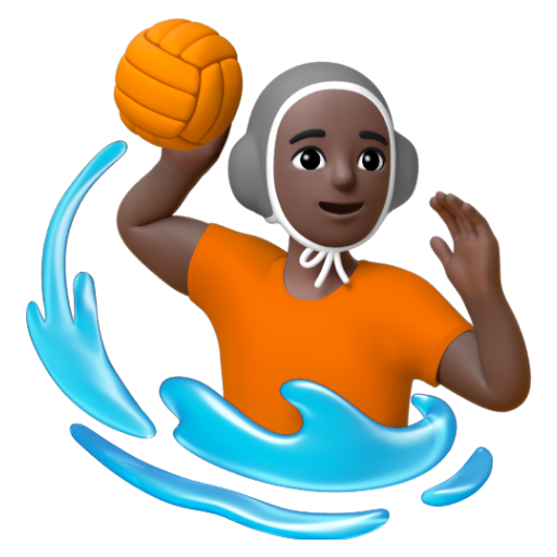Emoji Người chơi bóng nước: màu da tối 🤽🏿 dạng 3D