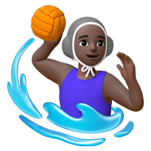 Emoji Người phụ nữ chơi bóng nước: màu da tối 🤽🏿‍♀ dạng 3D