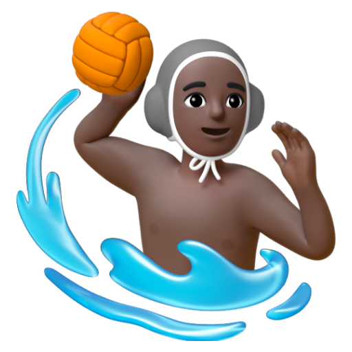Emoji Người đàn ông chơi bóng nước: màu da tối 🤽🏿‍♂ dạng 3D