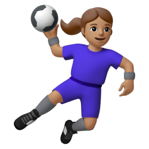 Emoji Người phụ nữ chơi bóng ném: màu da trung bình 🤾🏽‍♀ dạng 3D